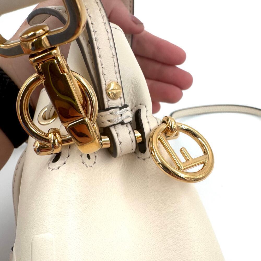 Fendi Ivory Cream Leather Mon Tresor Whipstitch Woven Neut Mini Bucket Bag‎ GHW - Picture 7 of 16